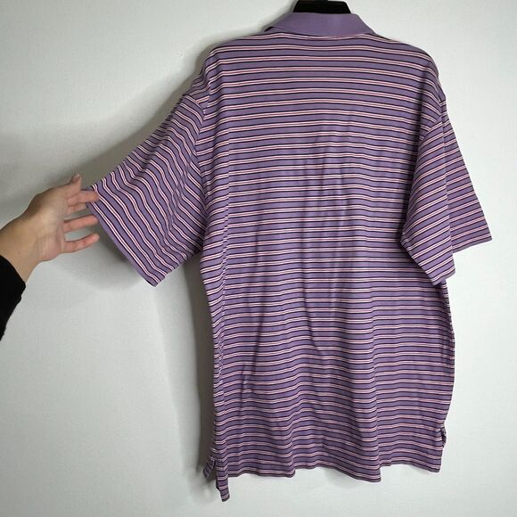 Peter Millar Summer Comfort Golf Polo Shirt Mens Large Purple Stripped - Picture 3 of 7